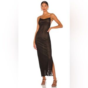 Miaou Thais Black Monogram Mesh Maxi Dress in Size M (NWT)